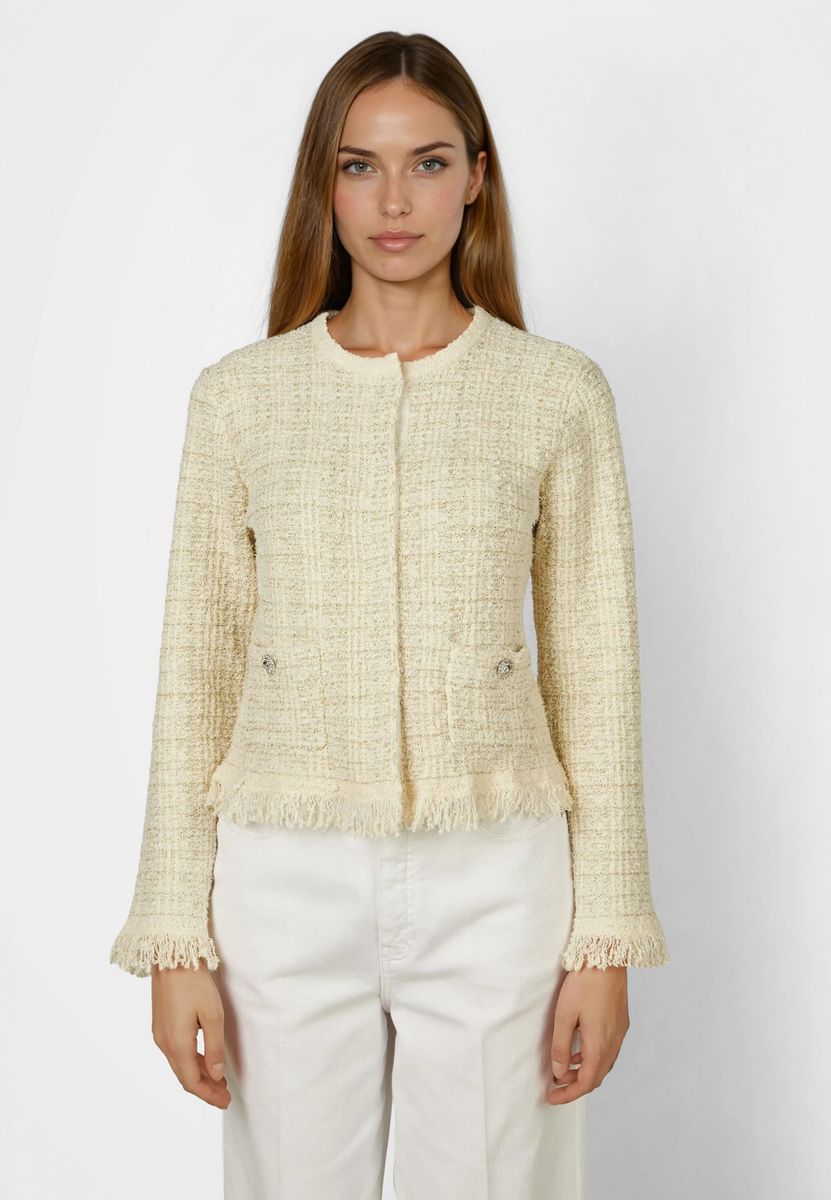 Bouclé-Strickjacke