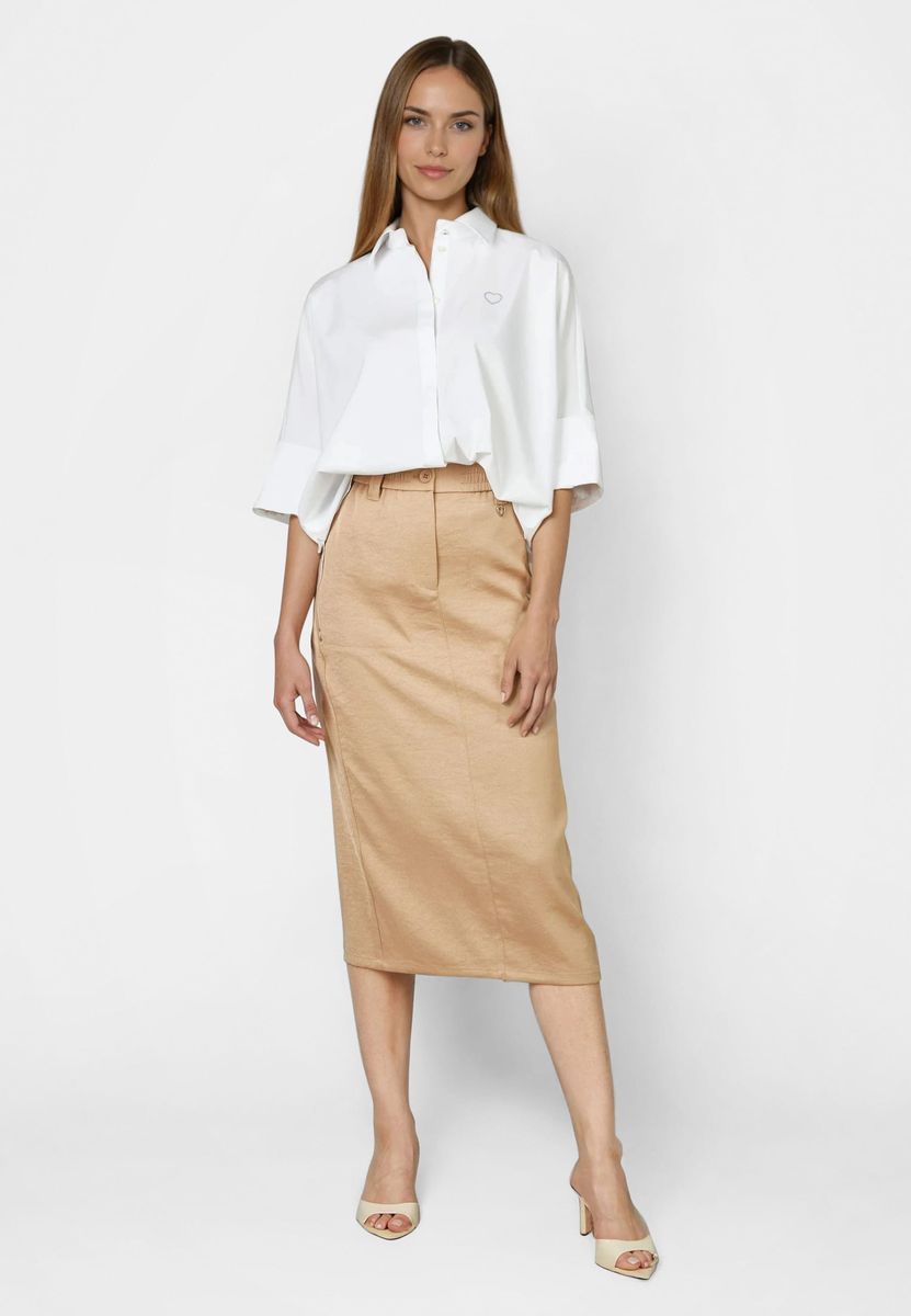 Oversize Hemd mit Logostrassdetail
