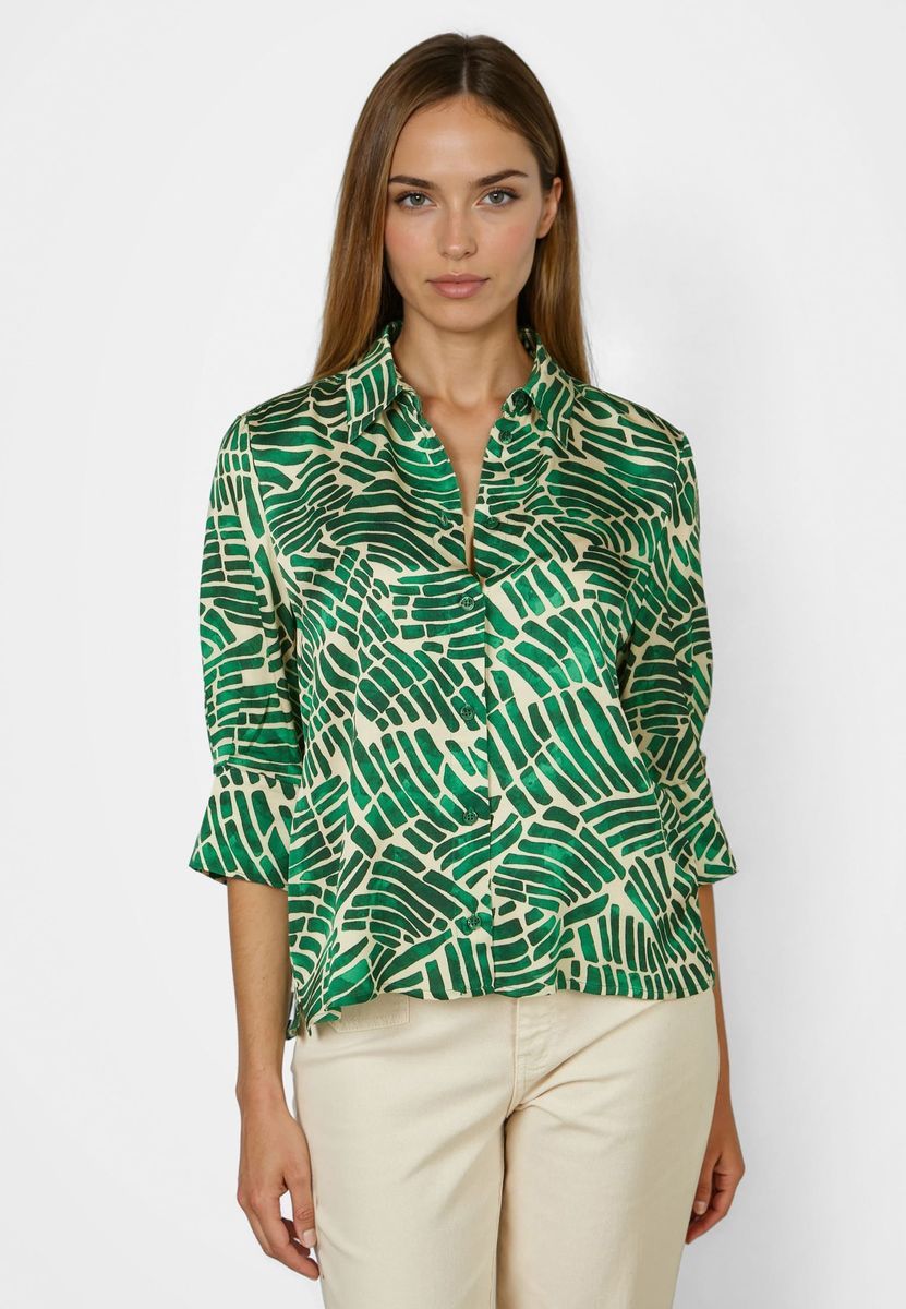 Bluse mit grünem Print