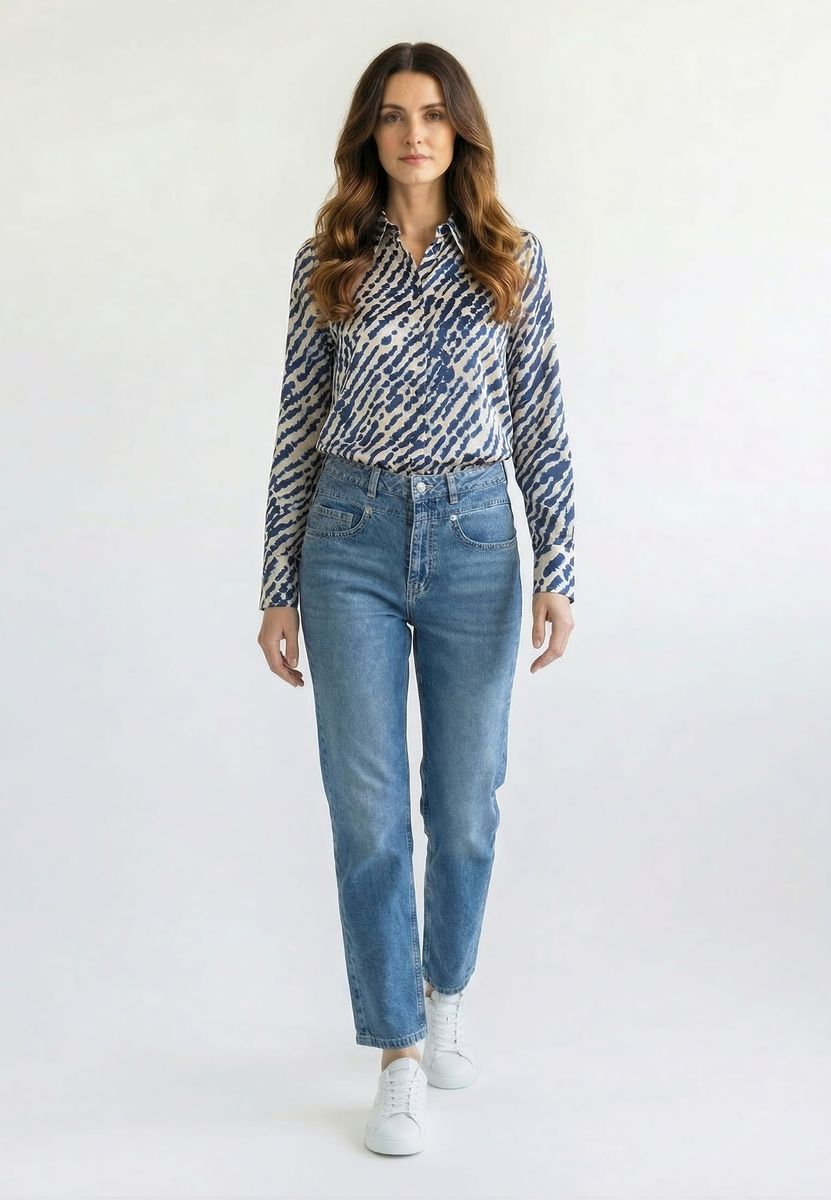 Hemdbluse mit Aquarellprint