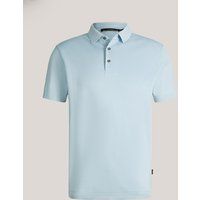 Hellblaues Baumwoll-Poloshirt Klassische Passform Kurze Ärmel Lässig