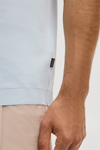 Hellblaues Baumwoll-Poloshirt Klassische Passform Kurze Ärmel Lässig