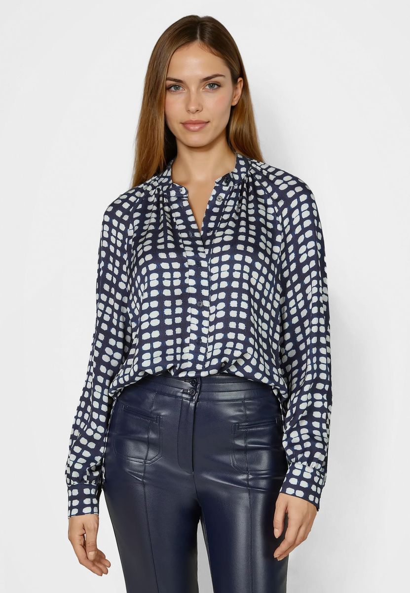 Raglanbluse mit abstraktem Punktedruck