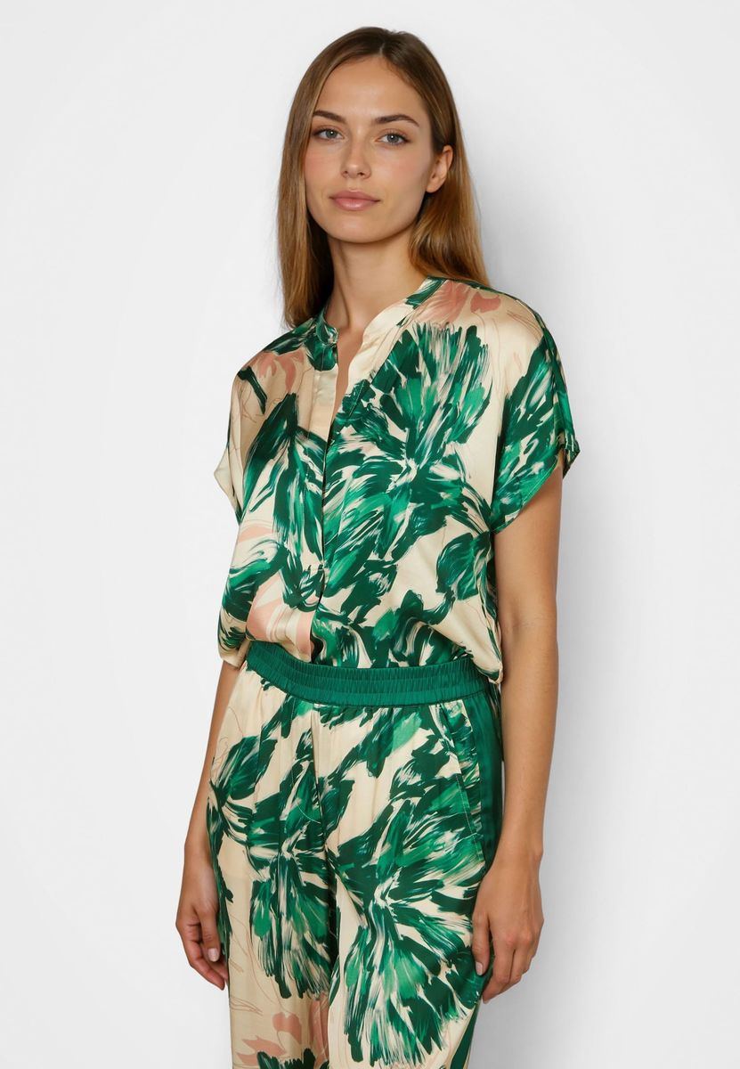 Bluse mit grünem Print