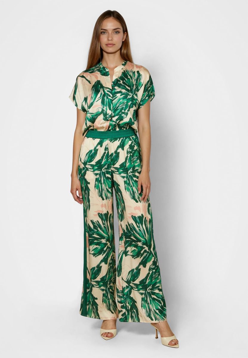 Bluse mit grünem Print