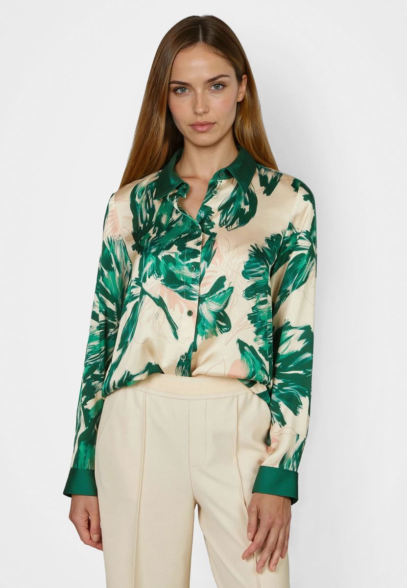 Hemdbluse mit grünem Print