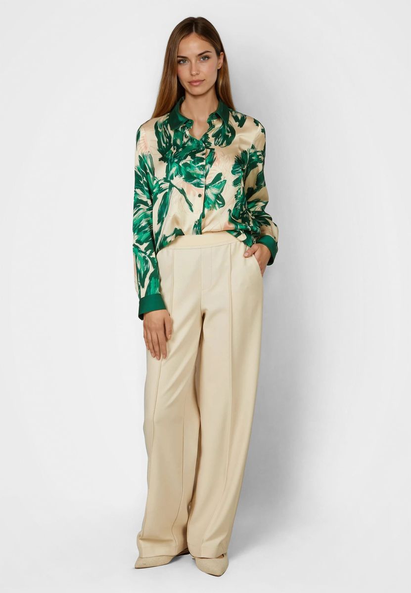 Hemdbluse mit grünem Print