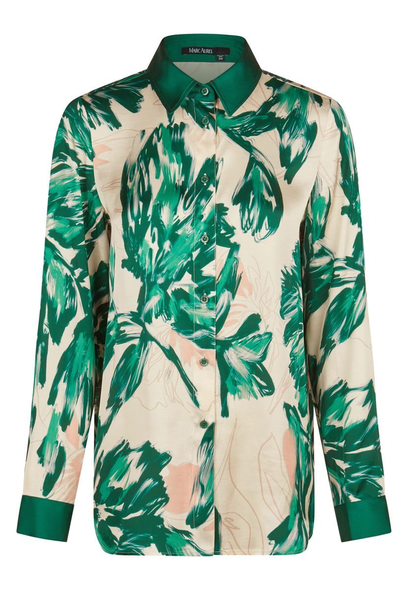 Hemdbluse mit grünem Print