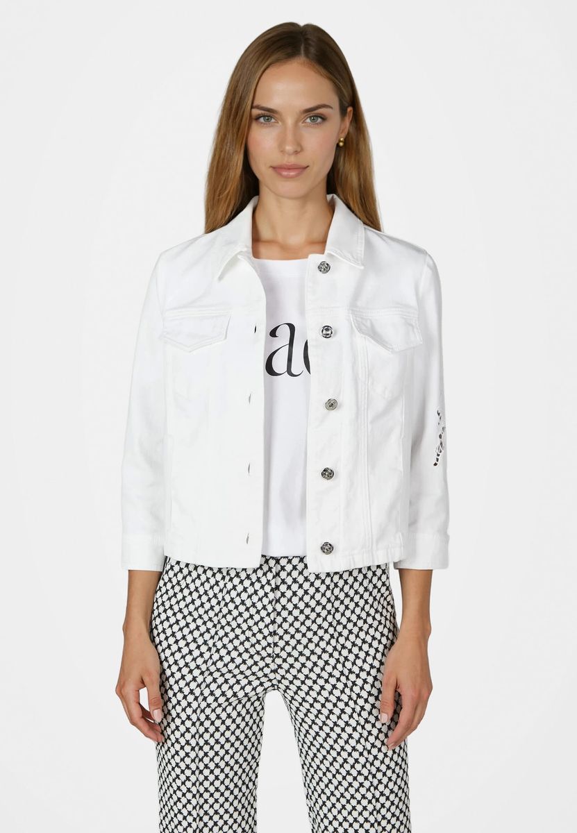 Jeansjacke mit Lochstockerei