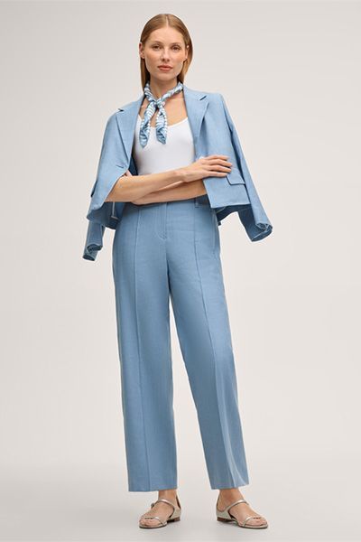 Leinenstretch-Culotte in Hellblau