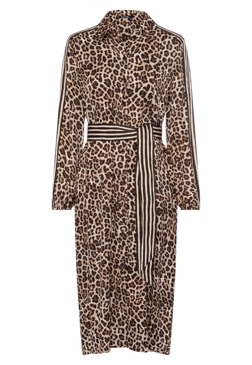 Kleid mit Leoprint und Streifen