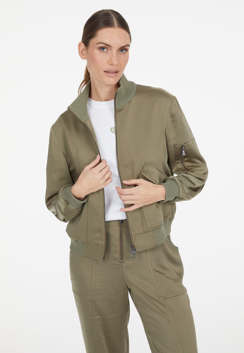 Satin-Jacke mit Strickbündchen
