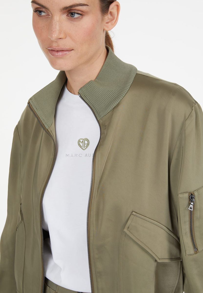 Satin-Jacke mit Strickbündchen