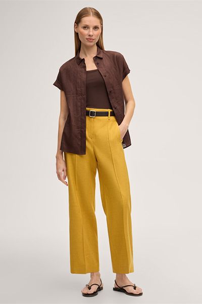 Leinenstretch-Culotte in Gelb