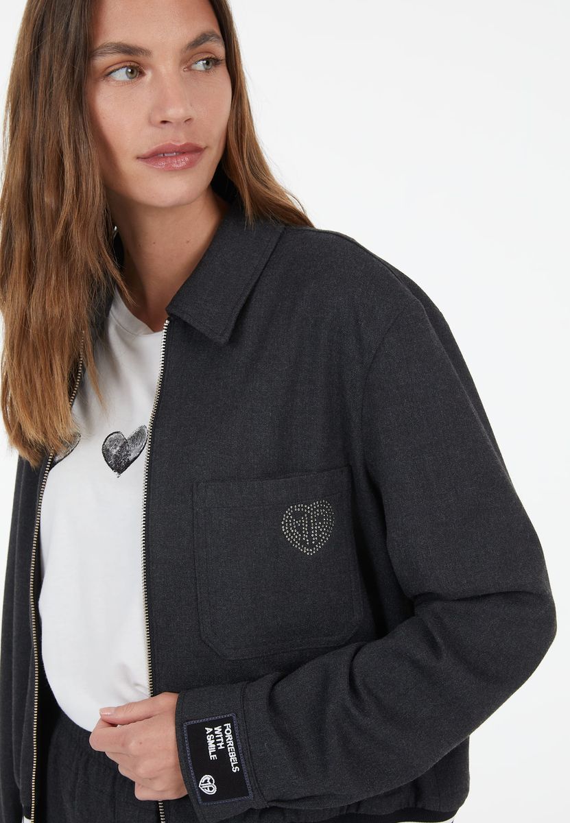 Jacke mit Kontrastbund