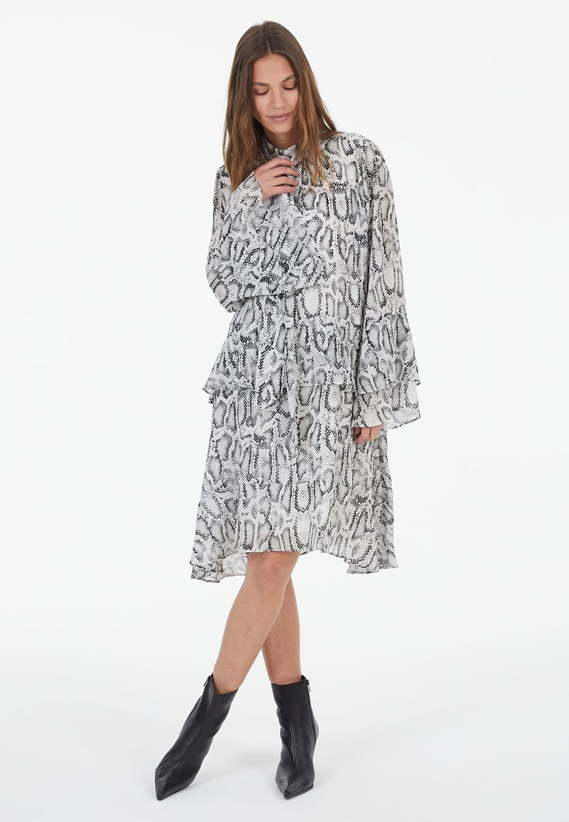 Kleid mit Snakeprint aus Viskose Chiffon