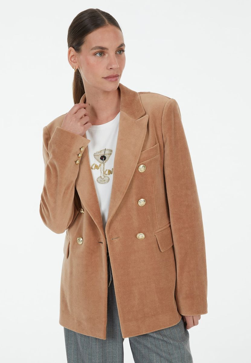 Blazer aus Samt-Jersey