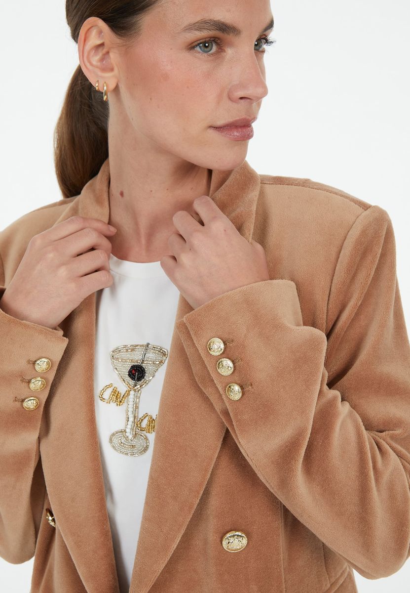 Blazer aus Samt-Jersey