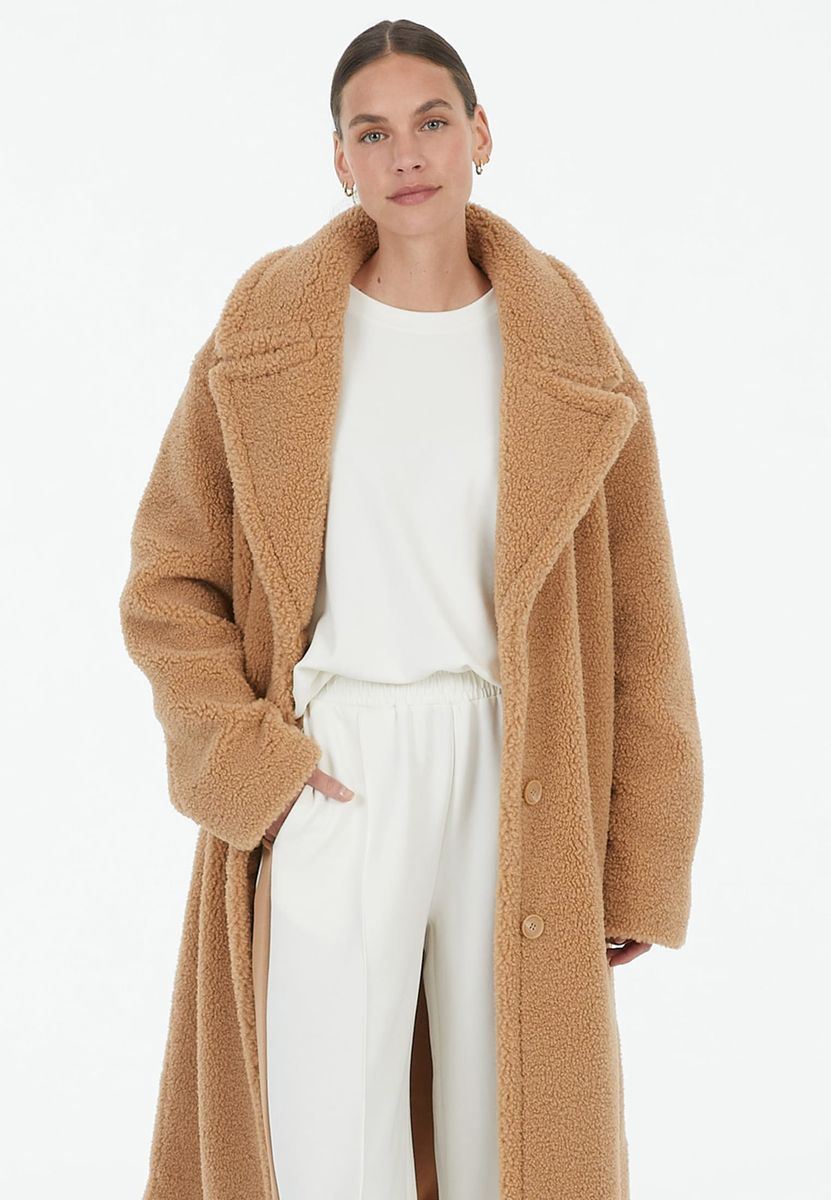 Mantel in Teddy-Optik