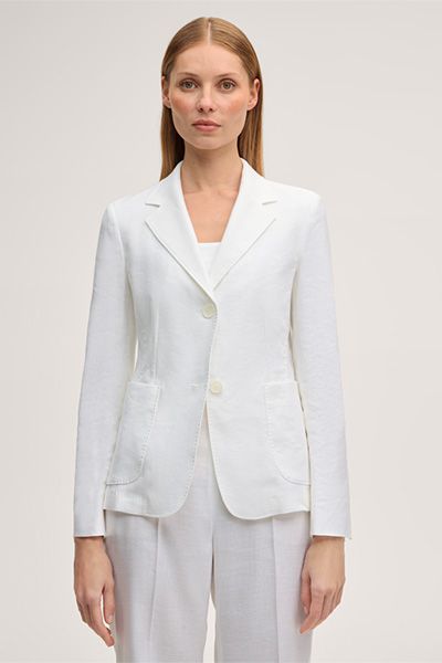 Windsor Weißer Leinen Stretch Blazer mit Reverskragen