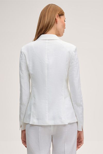 Windsor Weißer Leinen Stretch Blazer mit Reverskragen