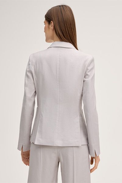 Windsor Beige Leinen-Stretch-Blazer mit Zwei-Knopf-Verschluss, Moderne Steppung