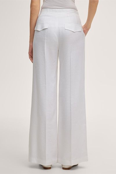 Mascara Leinen-Stretch Weiße Marlene Hose Weites Bein Hohe Taille