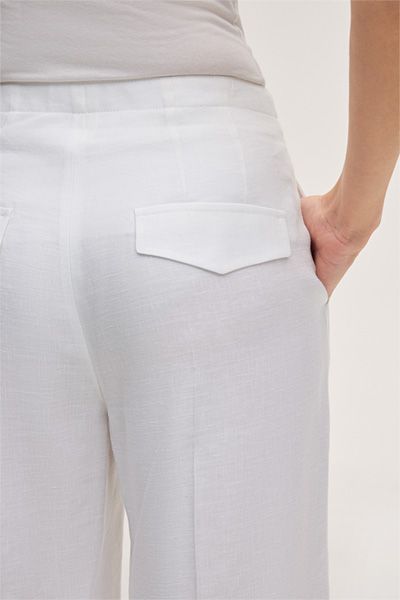 Mascara Leinen-Stretch Weiße Marlene Hose Weites Bein Hohe Taille