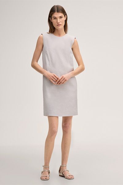 Leinenstretch-Eggshape-Kleid in Mini-Länge in Beige