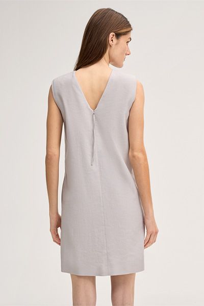 Leinenstretch-Eggshape-Kleid in Mini-Länge in Beige