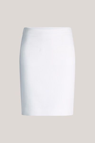 Pure Apparel Weißer Crêpe Double Weave Bleistiftrock Bio-Baumwolle