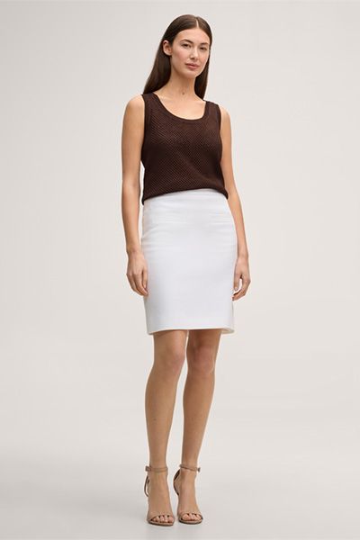 Pure Apparel Weißer Crêpe Double Weave Bleistiftrock Bio-Baumwolle