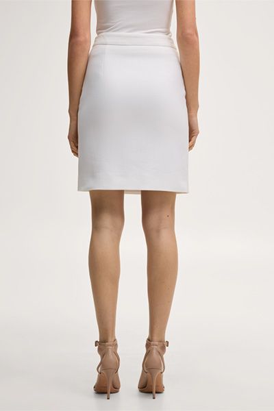 Pure Apparel Weißer Crêpe Double Weave Bleistiftrock Bio-Baumwolle