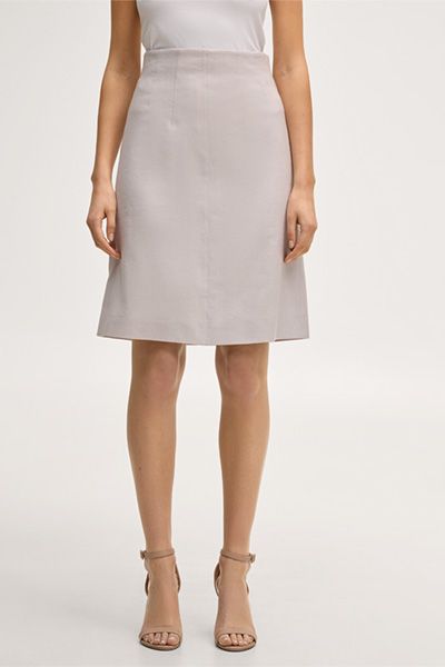 Leinenstretch-Rock in A-Linie in Beige