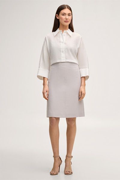 Leinenstretch-Rock in A-Linie in Beige