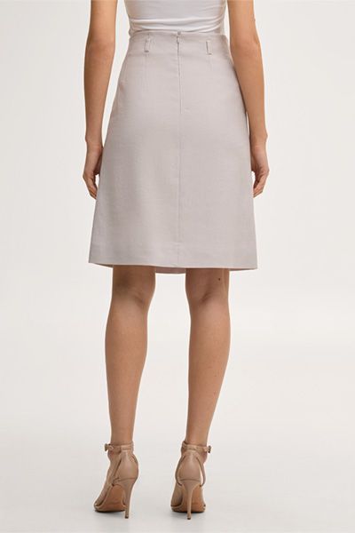 Leinenstretch-Rock in A-Linie in Beige