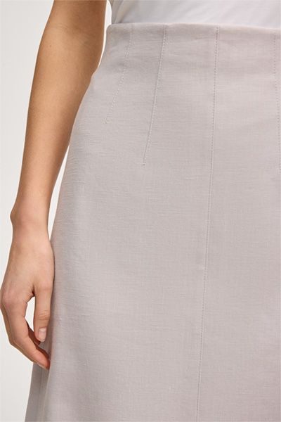 Leinenstretch-Rock in A-Linie in Beige