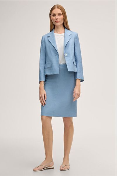 Leinenstretch-Rock in A-Linie in Hellblau