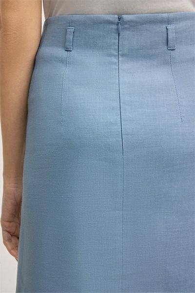 Leinenstretch-Rock in A-Linie in Hellblau