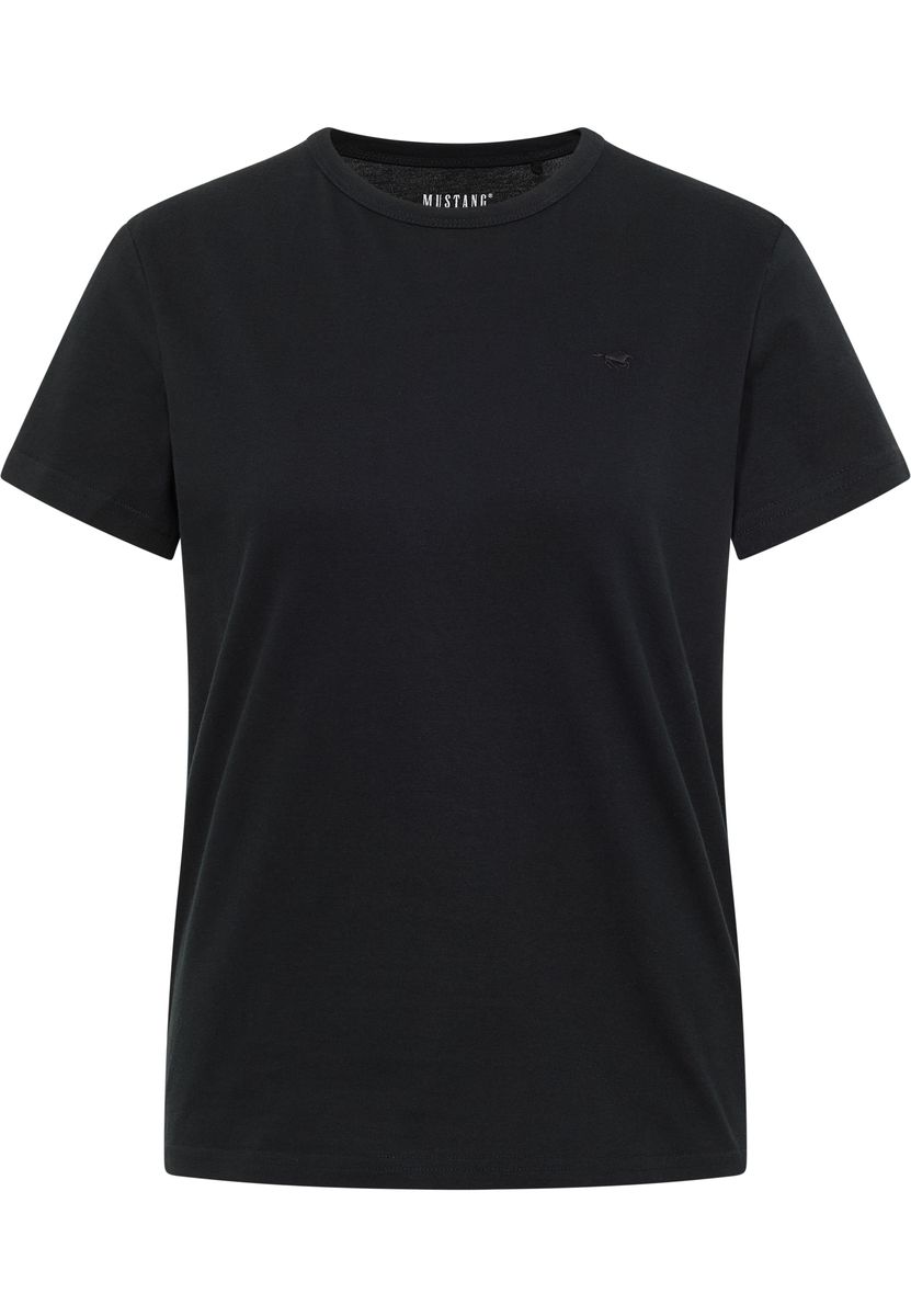 Klassisches, einfarbiges schwarzes Baumwoll-T-Shirt