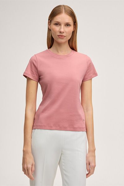 Bio-Baumwoll-Interlock T-Shirt in Rosa mit kurzen Ärmeln