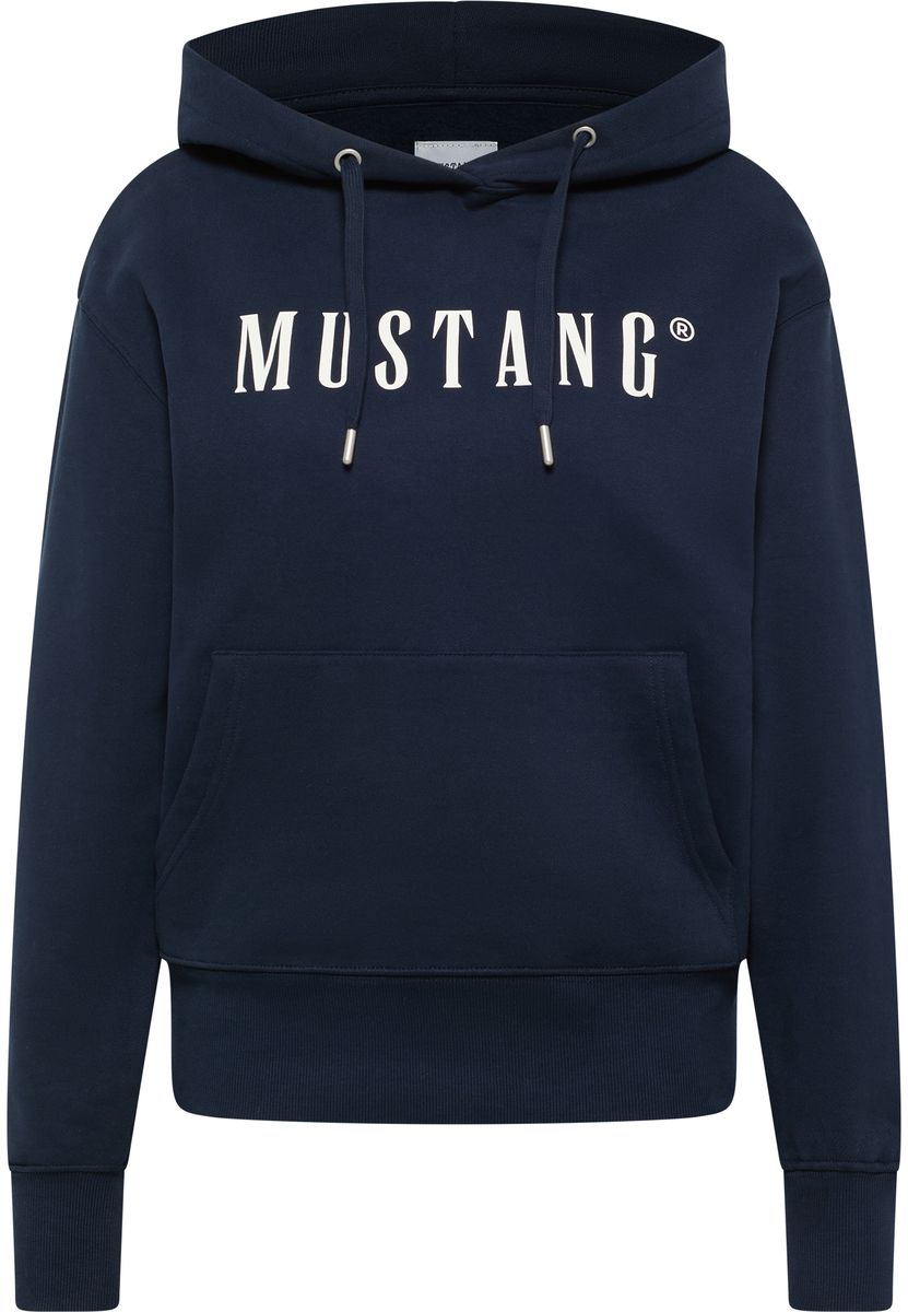 Klassischer marineblauer Logo-Hoodie mit Kordelzug