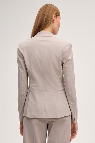 Baumwollstretch-Gabardine-Blazer in Taupe Ein-Knopf-Verschluss Klassische Passform