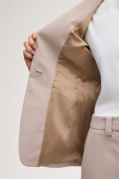 Baumwollstretch-Gabardine-Blazer in Taupe Ein-Knopf-Verschluss Klassische Passform