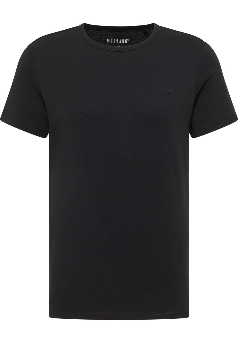 Klassisches schwarzes Baumwoll-Rundhals-T-Shirt