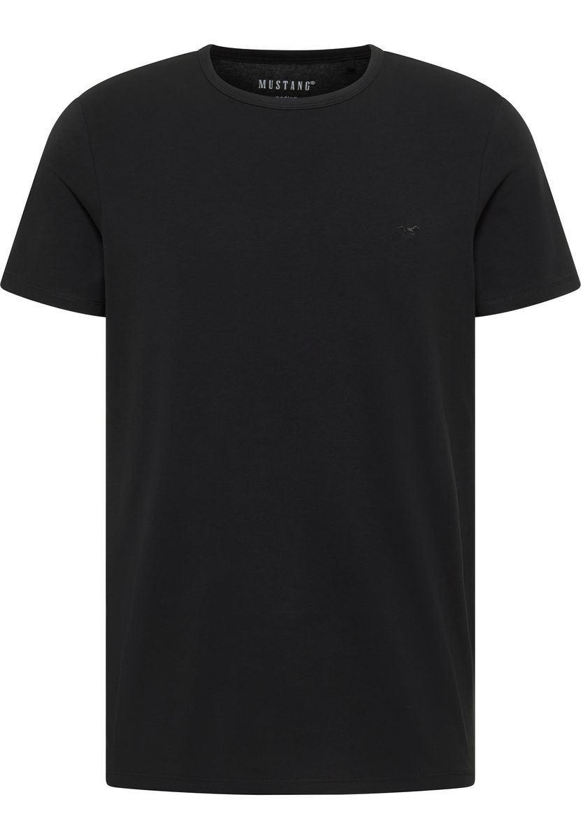 Klassisches einfarbiges schwarzes Baumwoll-T-Shirt mit Rundhalsausschnitt