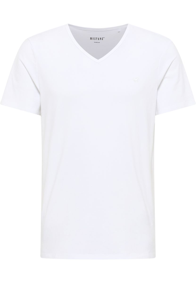 Klassisches V-Ausschnitt Baumwollmischungs-T-Shirt