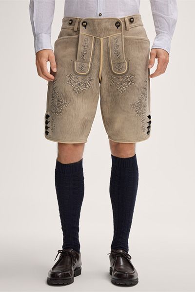 Windsor x CocoVero Traditionelle Lederhose mit Stickerei in Braun