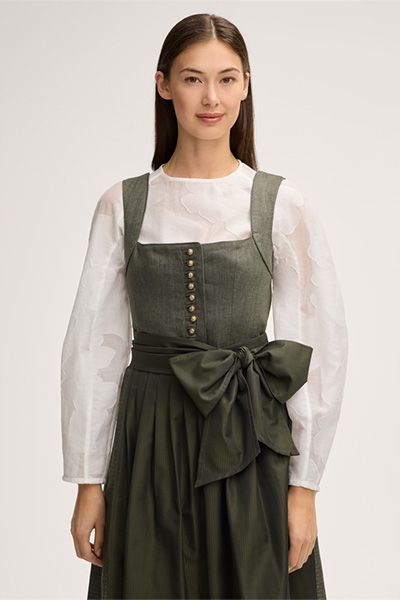 windsor x CocoVero Bluse Margarethe Weiß Floral Langarm Dirndl