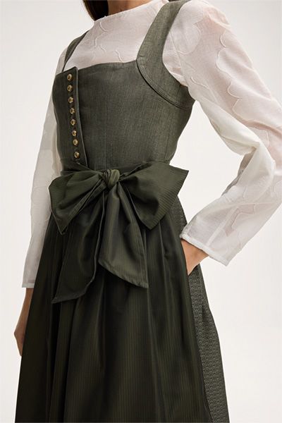 windsor x CocoVero Hedi Grünes Dirndl Woll-Midikleid